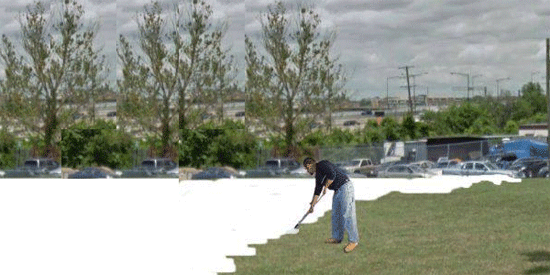 Patrick McDonough rendering of ‘White Turf Painting Action’. Courtesy Honfleur Gallery and the artist