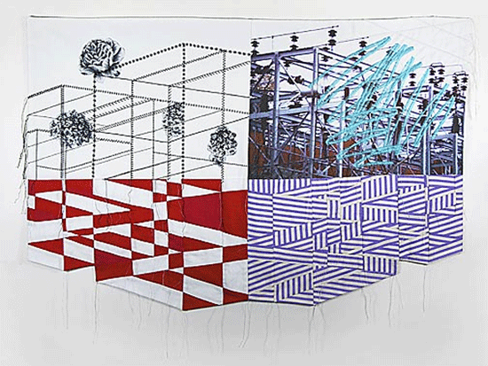 "Pat Autenrieth. Untitled study (electric grid), 2005, machine pieced, appliquéd and quilted, 26" x 33" (65 x 84 cm). Courtesy of the Artist."