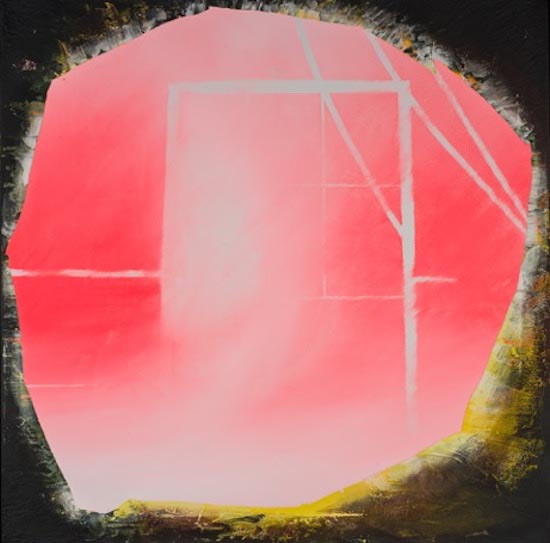 The Cave, acrylic & ceramic tile adhesive on canvas, 2014 by Rush Baker. See Baker's Under Pressure at Honfleur Gallery Friday Night.